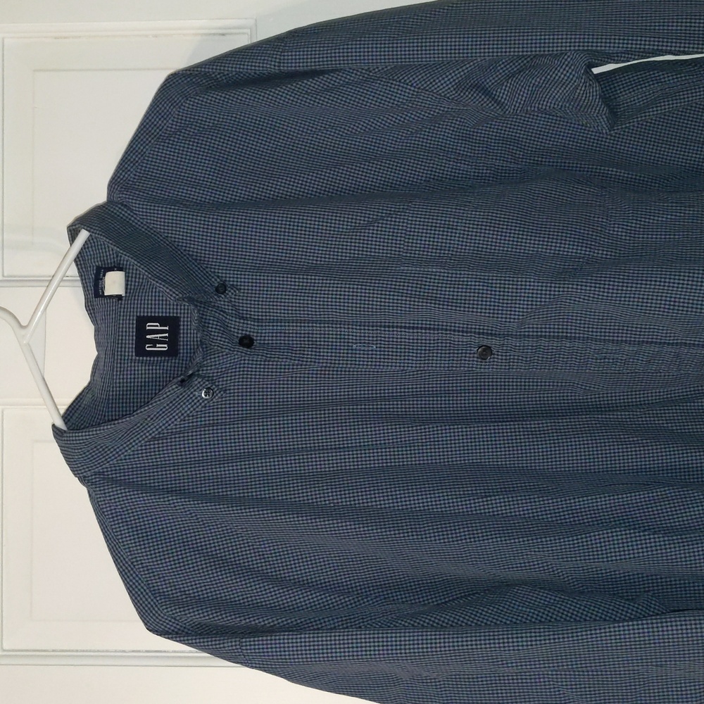 GAP blue checkered button up dress shirt 2XL
